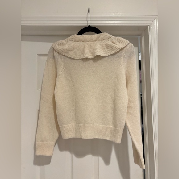 Doen Azaria sweater Ivory Cream baby  Alpalca   Wool Ruffle Collar XS NEW NWT - Picture 8 of 8